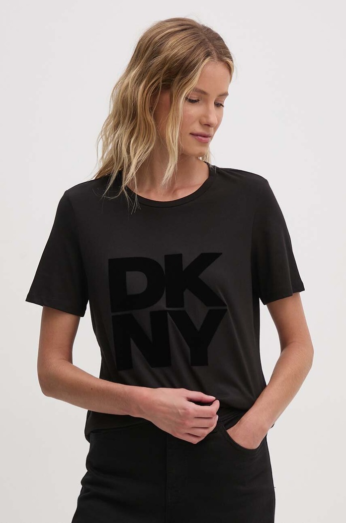 Ρούχα Βαμβακερό μπλουζάκι Dkny D2G4A221 μαύρο