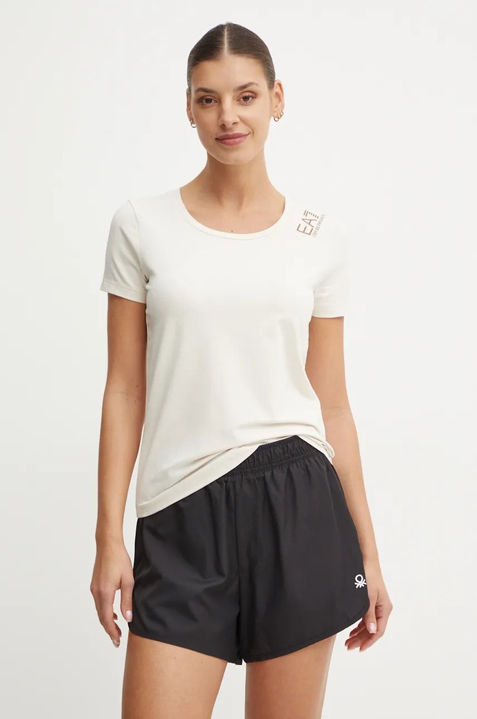 Tričko EA7 Emporio Armani s elastanem béžová TJFKZ.8NTT50.1120