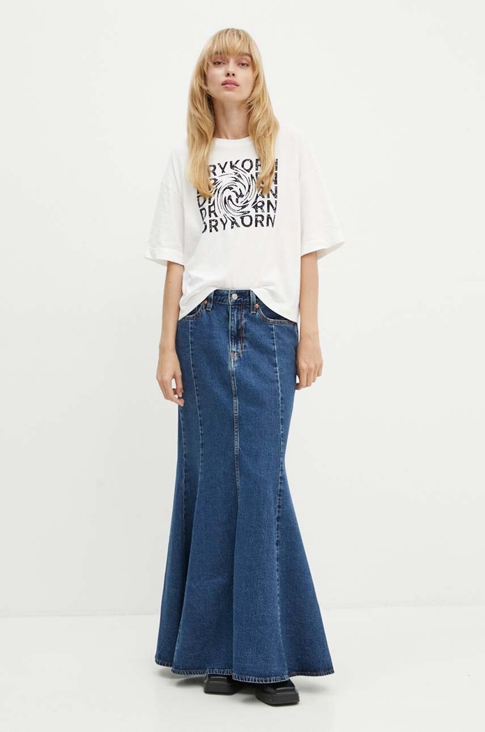 Βαμβακερό μπλουζάκι Drykorn 89988.520005 μπεζ AW24
