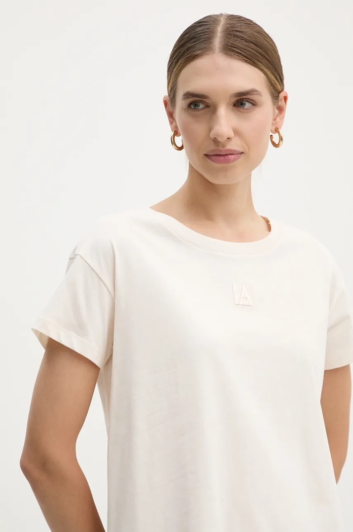 Armani Exchange tricou din bumbac imprimeu bej 6DYT24.YJ3RZ