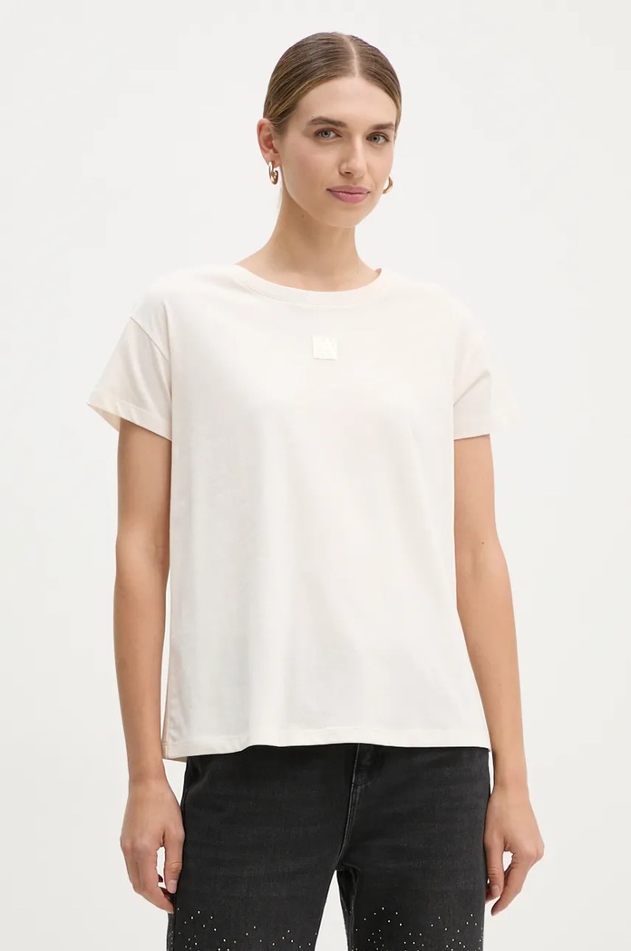 Armani Exchange tricou din bumbac bej 6DYT24.YJ3RZ