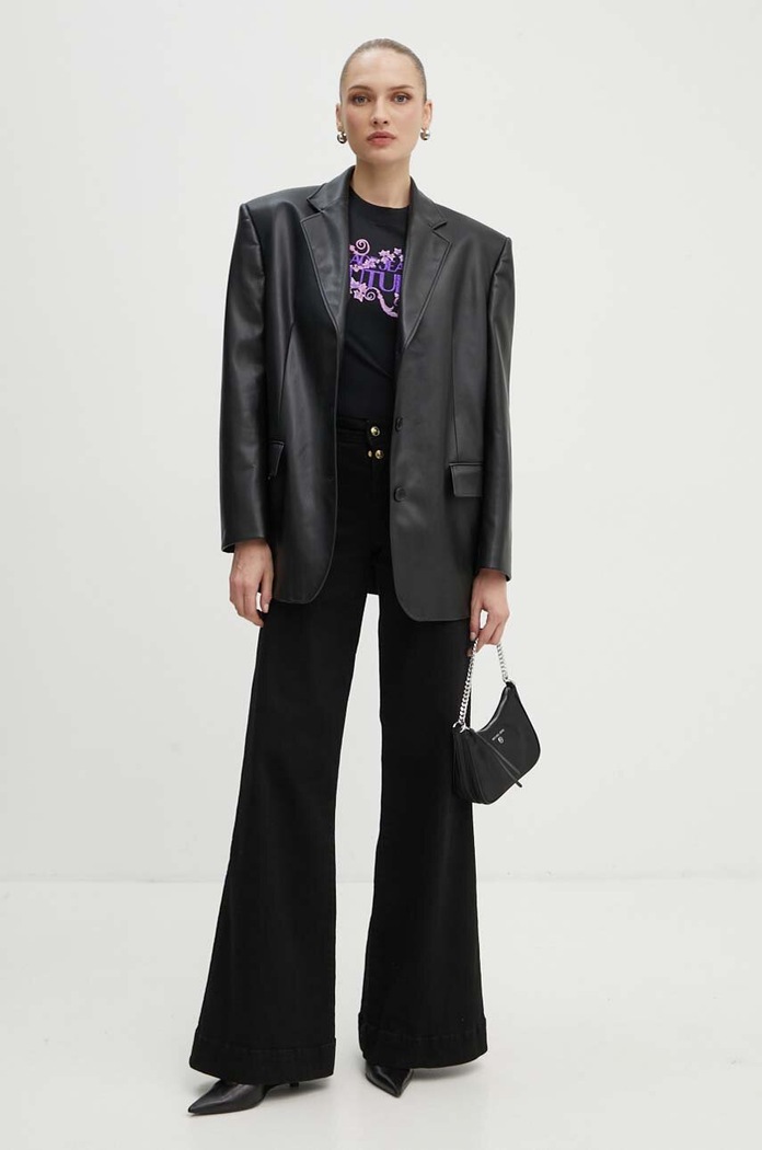 Tričko Versace Jeans Couture 77HAHE06.CJ02E čierna AW24