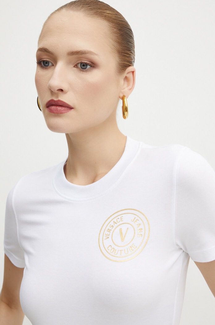 Tričko Versace Jeans Couture slim bílá 77HAHT00.CJ03T