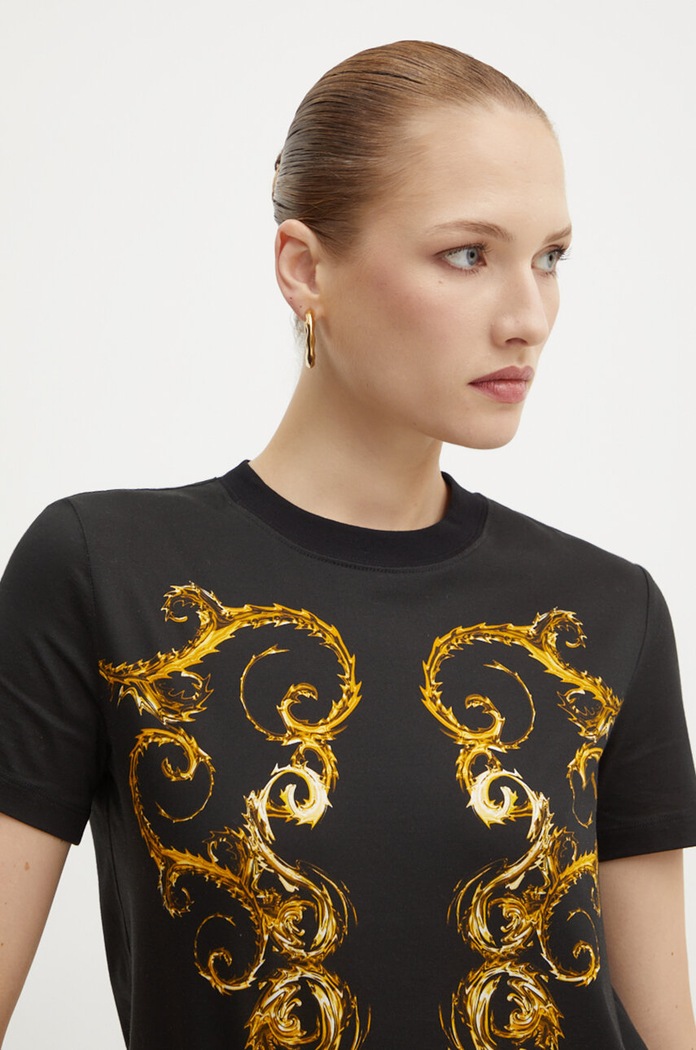 Versace Jeans Couture pamut póló fekete 77HAH6P3.JS424