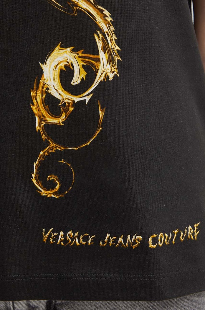 Versace Jeans Couture pamut póló 77HAH6P3.JS424 fekete