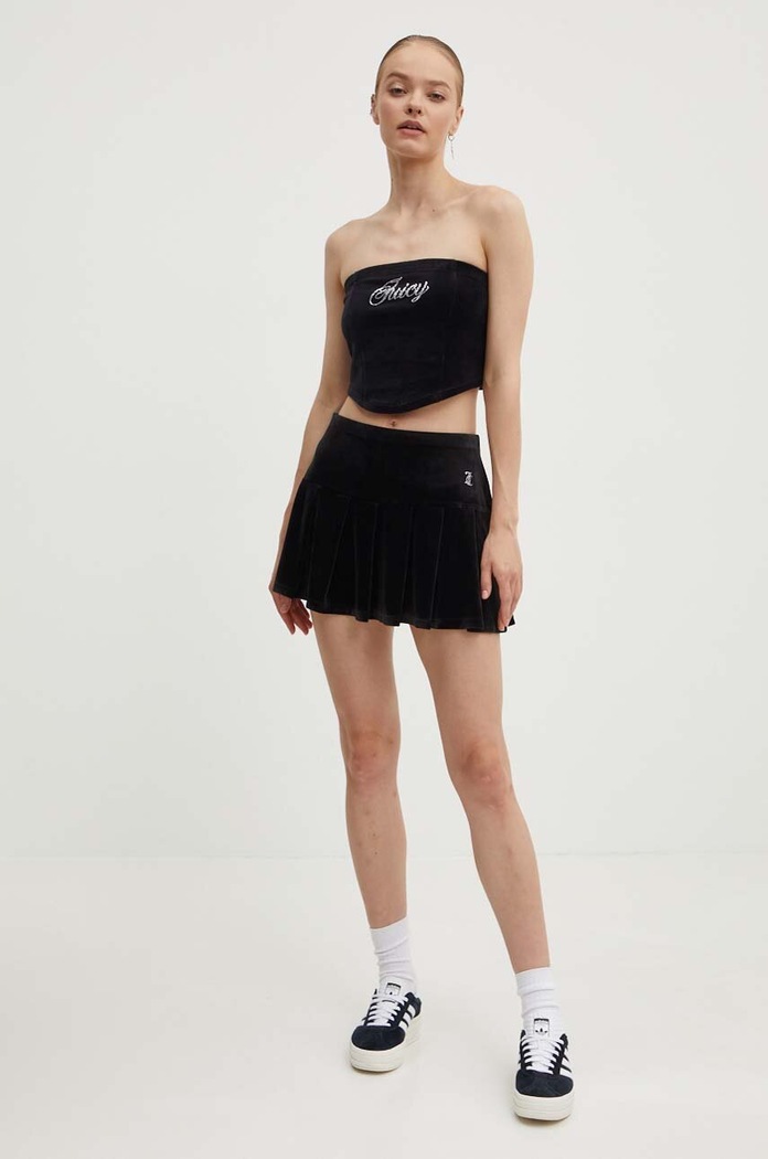 Juicy Couture top welurowy CVC BAILEY BANDEAU JCWCT24344.101 czarny AW24