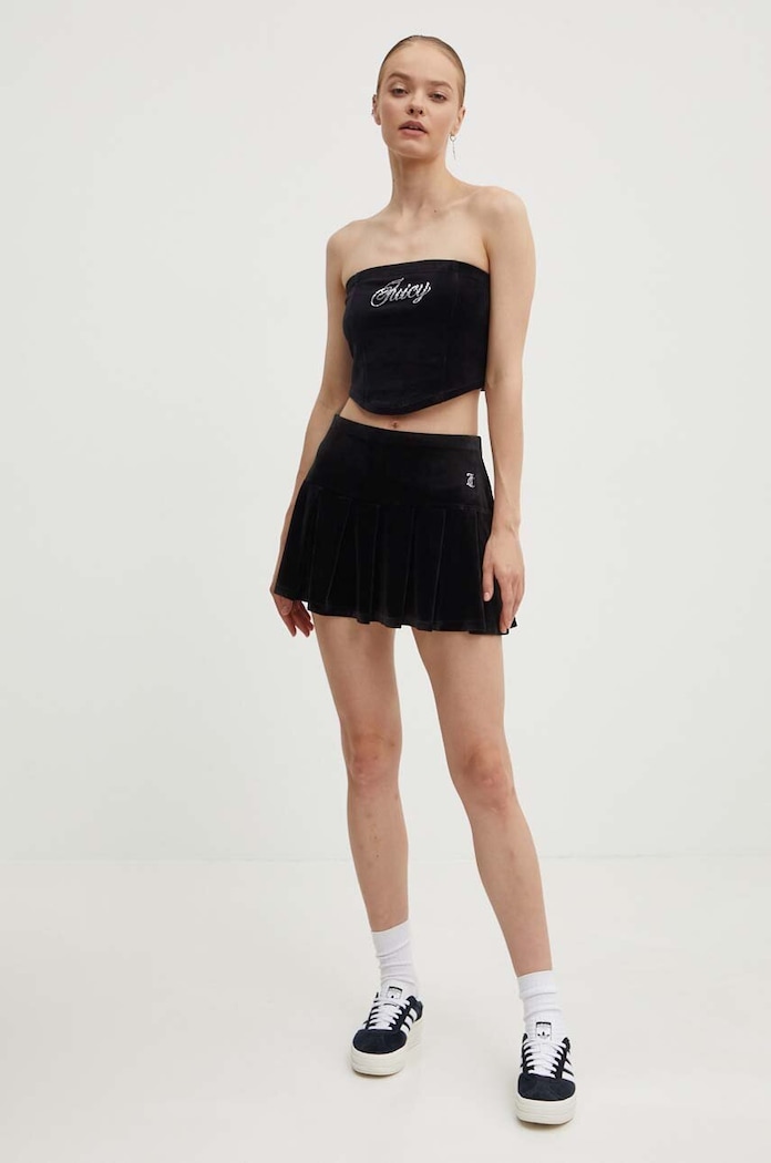 Juicy Couture top welurowy CVC BAILEY BANDEAU JCWCT24344.101 czarny AW24