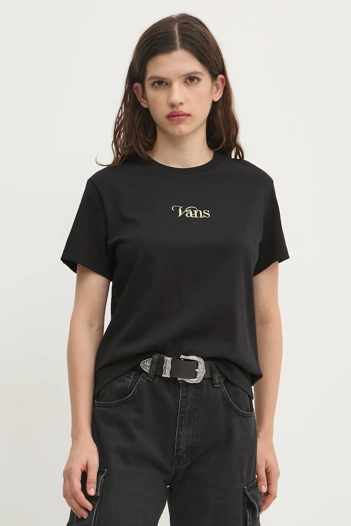 Ρούχα Βαμβακερό μπλουζάκι Vans VN000JUCBLK1 μαύρο