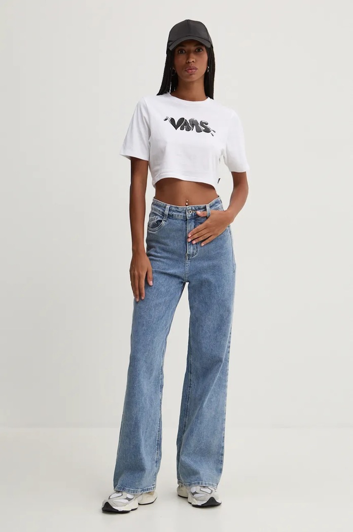 Βαμβακερό μπλουζάκι Vans VN000HHUWHT1 λευκό AW24