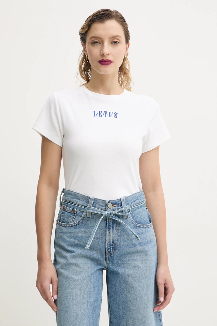 Bavlněné tričko Levi's bílá A8798