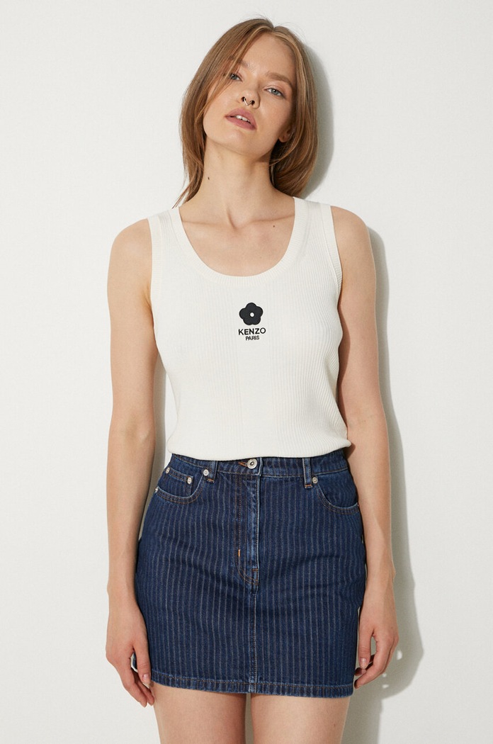 Top Kenzo Boke 2.0 Rib Tank Top nášivka béžová FE62PU4733LG.01