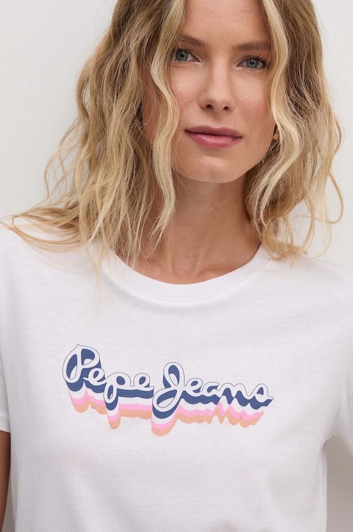 Памучна тениска Pepe Jeans ENARA PL505879 бял AW24