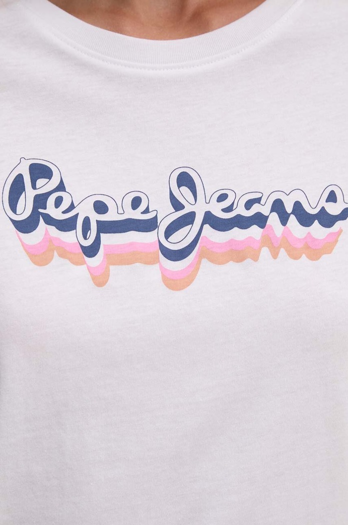 Памучна тениска Pepe Jeans ENARA бял PL505879