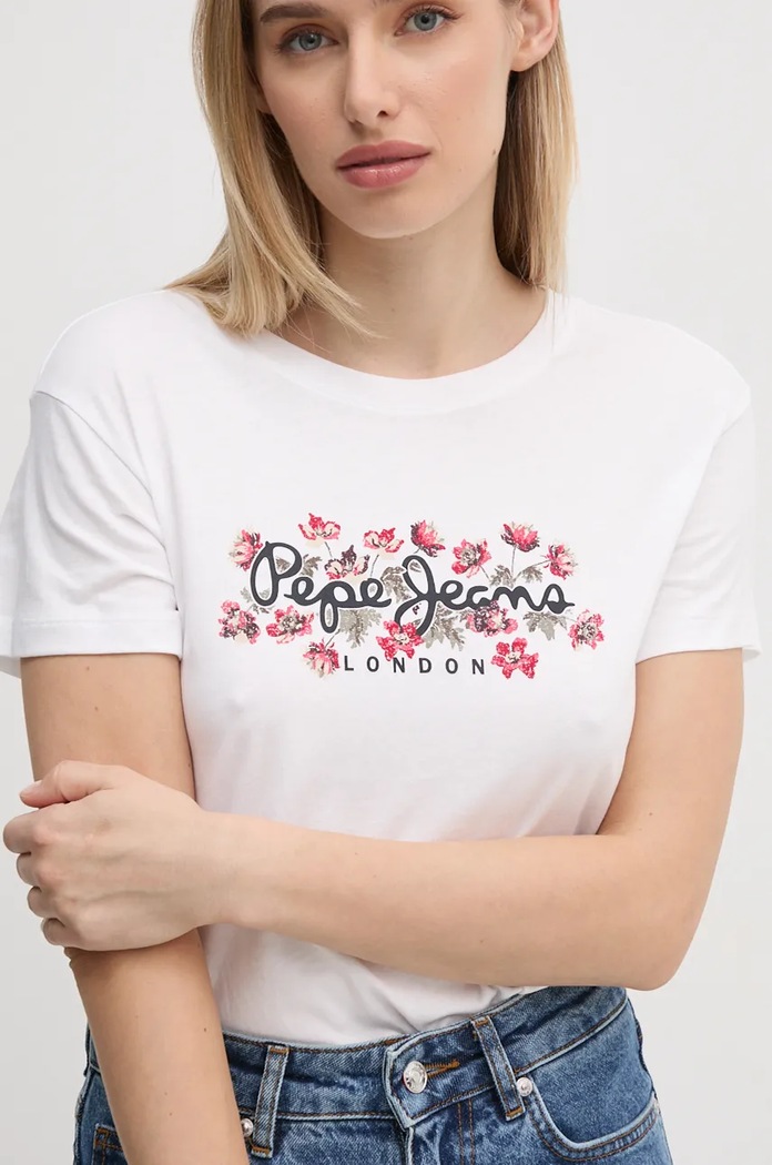 Bavlněné tričko Pepe Jeans GINNY bílá PL505945