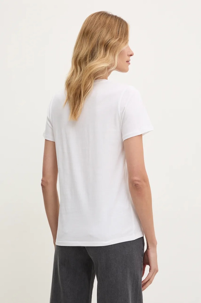Oblečení Bavlněné tričko Pepe Jeans FIORE V NECK PL505948 bílá