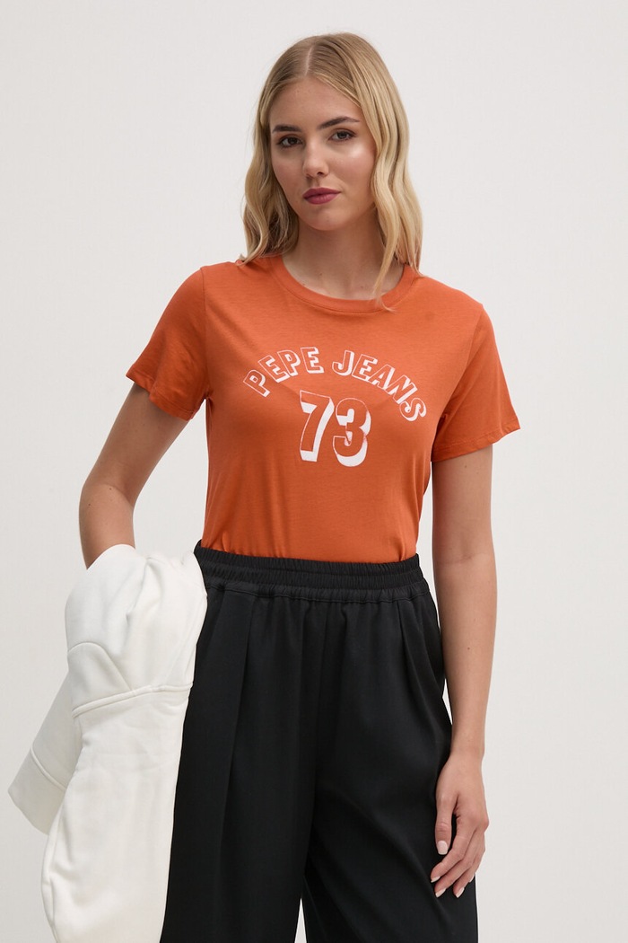 Pepe Jeans tricou din bumbac GIGI portocaliu PL505958