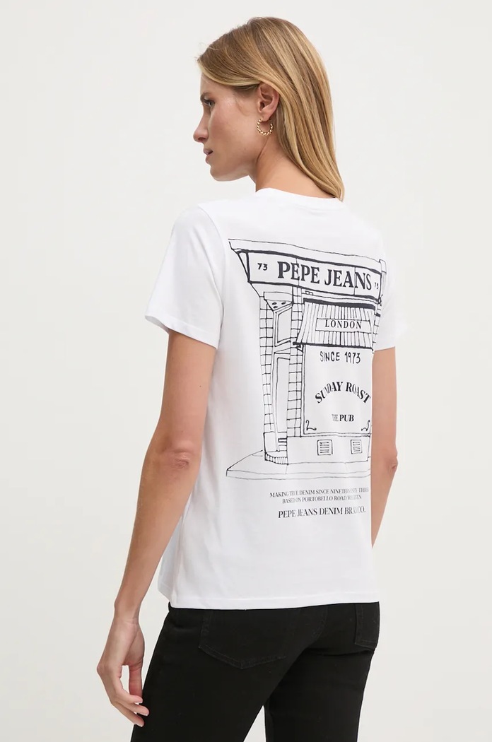 Βαμβακερό μπλουζάκι Pepe Jeans GENEVIVE βαμβάκι λευκό PL505974