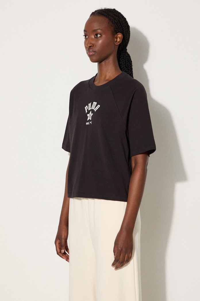 Βαμβακερό μπλουζάκι Puma Classics Play Paris Relaxed Tee μαύρο 626808