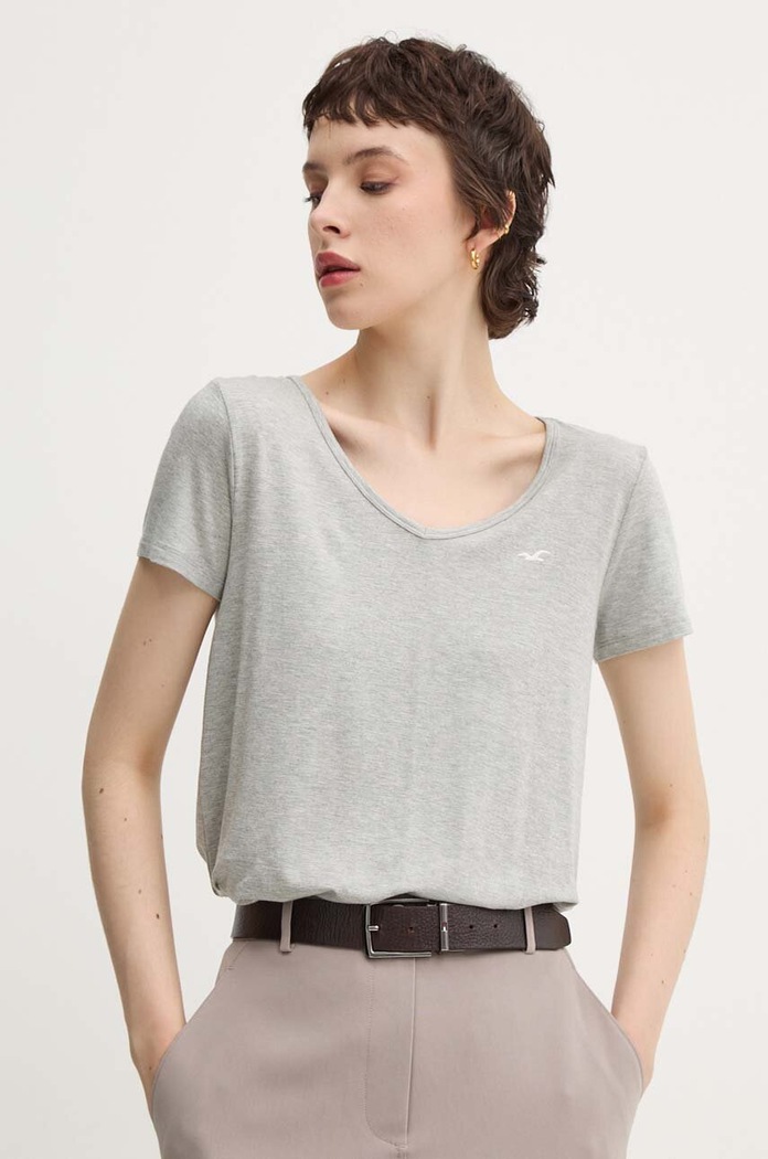 Majica kratkih rukava Hollister Co. bez uzorka siva KI339.3689.112