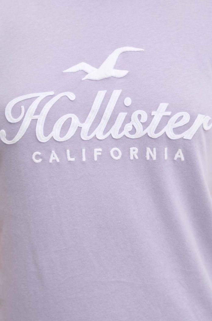 Bavlněné tričko Hollister Co. KI357.3295.630 fialová