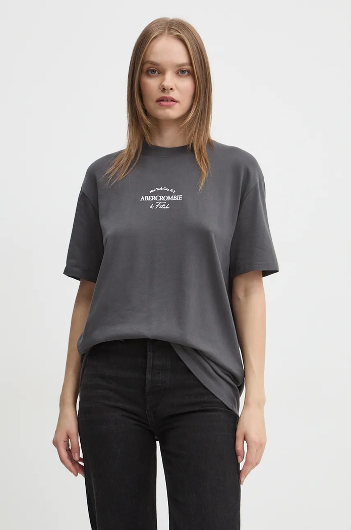 Abercrombie & Fitch Памучна тениска Abercrombie & Fitch сив KI157.1200.954