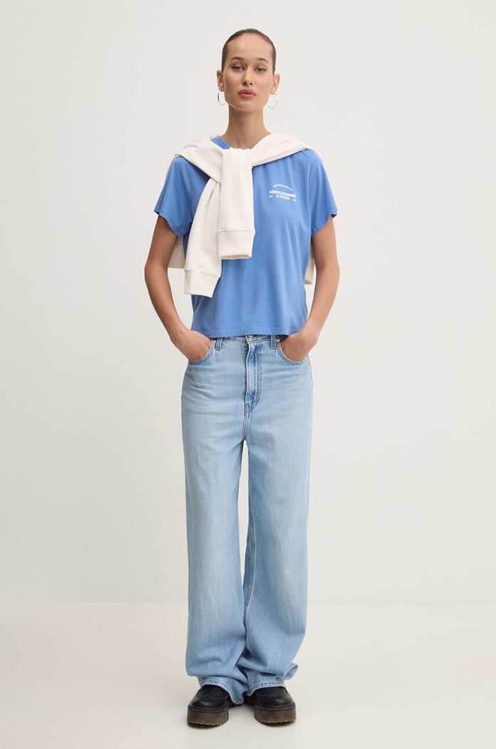 Bavlnené tričko Abercrombie & Fitch KI157.4307.101 modrá AW24