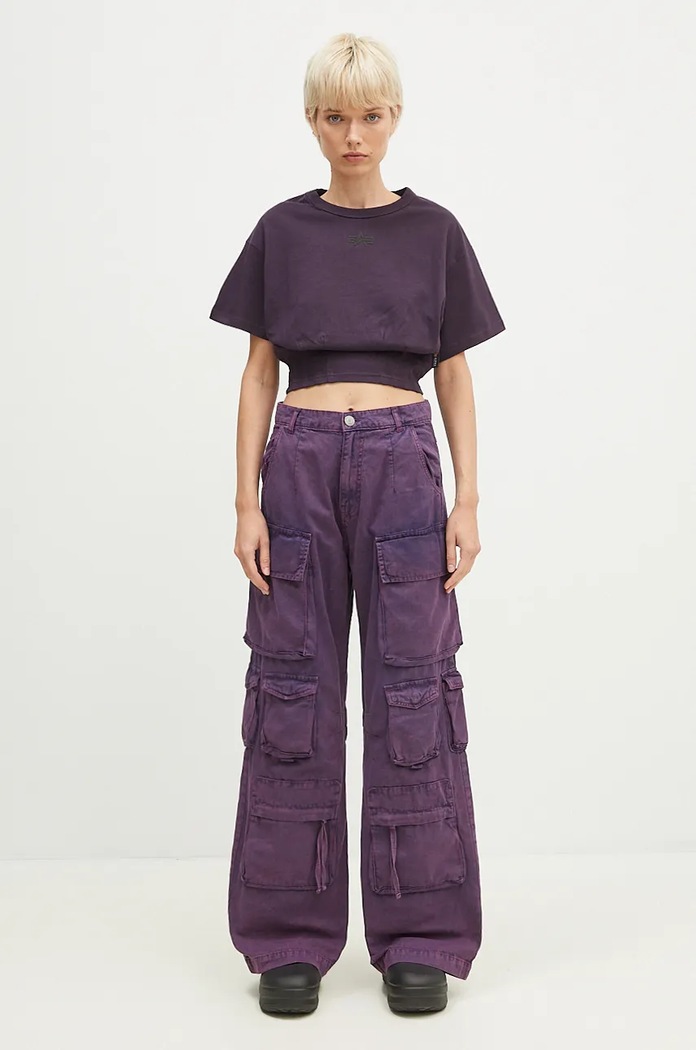 Бавовняна футболка Alpha Industries Waisted 148070 фіолетовий