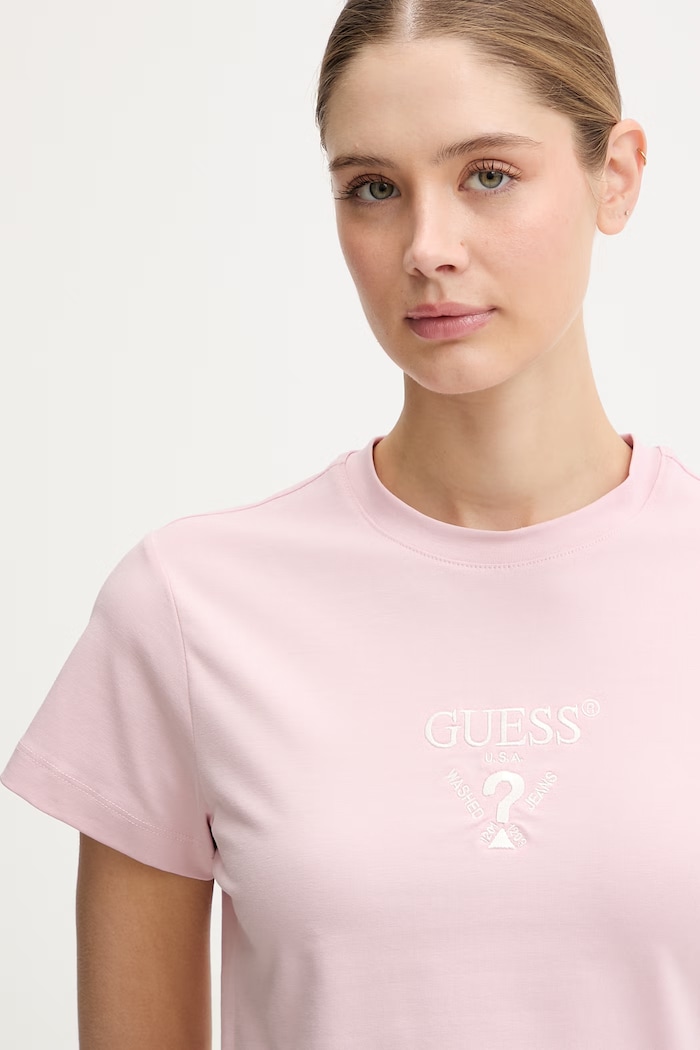Guess tricou pentru femei din bumbac cu elastan COLETTE roz V4YI21.KCDH1