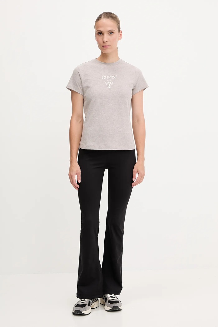 Guess T-shirt damski bawełniany z elastanem COLETTE V4YI21.KCDH1 beżowy SS26