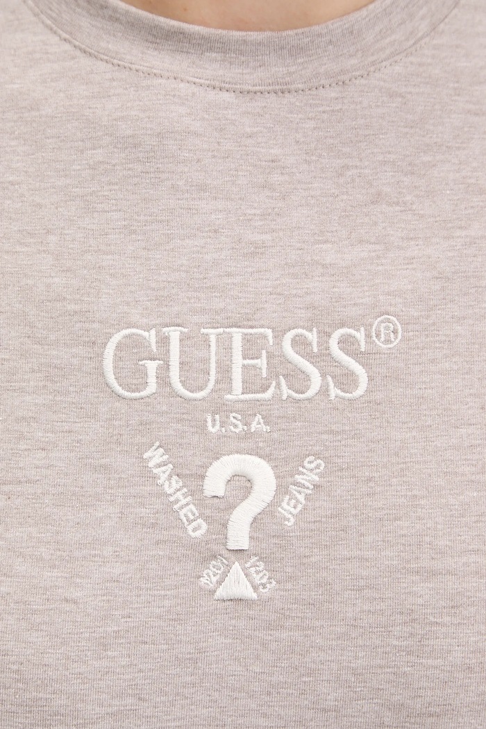 Guess T-shirt damski bawełniany z elastanem COLETTE V4YI21.KCDH1 beżowy