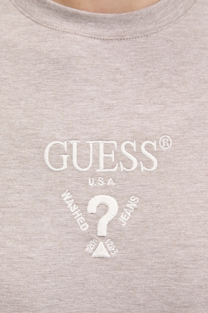 Guess T-shirt damski bawełniany z elastanem COLETTE V4YI21.KCDH1 beżowy