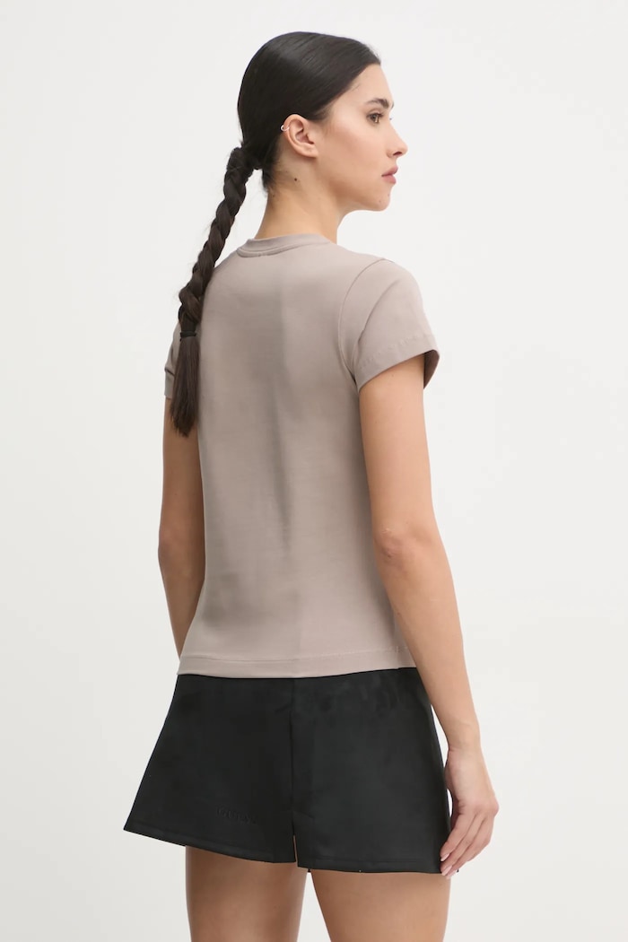 Oblečení Guess tričko dámské bavlněné s elastanem COLETTE V4YI21.KCDH1 béžová