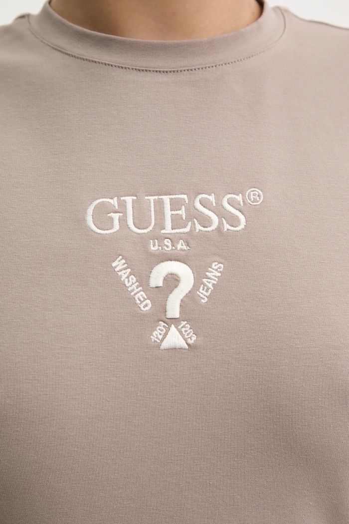 Guess tričko dámské bavlněné s elastanem COLETTE V4YI21.KCDH1 béžová
