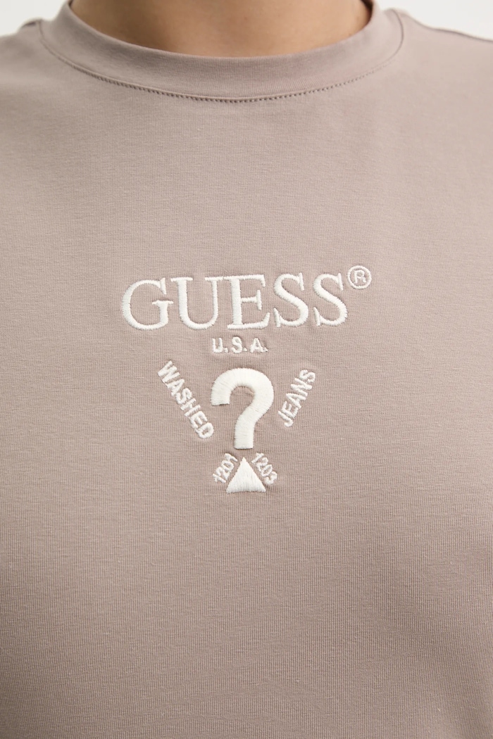 Guess tričko dámské bavlněné s elastanem COLETTE V4YI21.KCDH1 béžová