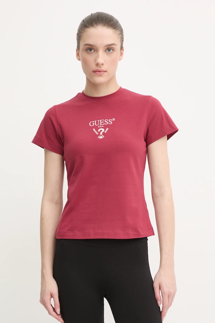 Guess tricou pentru femei din bumbac cu elastan COLETTE rosu V4YI21.KCDH1
