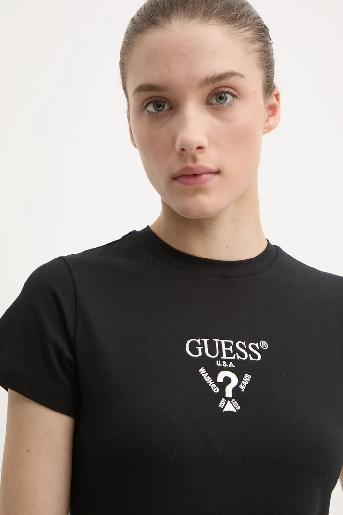 Guess tricou pentru femei din bumbac cu elastan COLETTE negru V4YI21.KCDH1