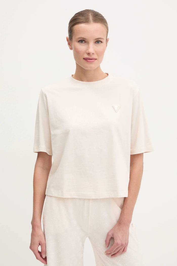 Guess tricou pentru femei din bumbac imprimeu bej V4BI21.I3Z14
