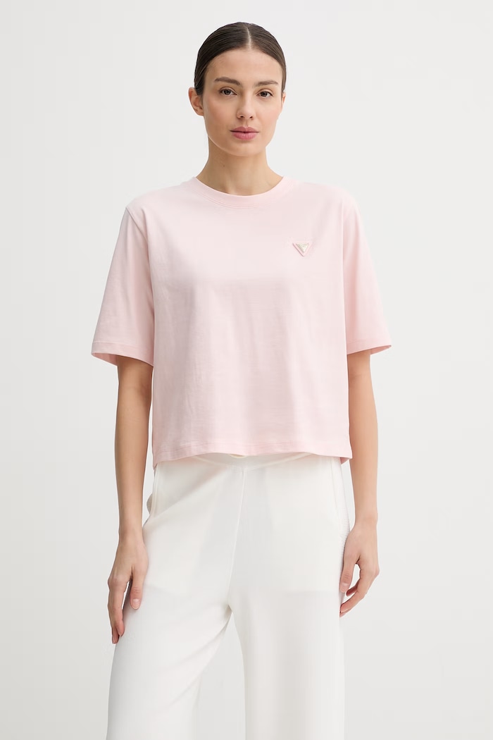 Guess tricou pentru femei din bumbac roz V4BI21.I3Z14
