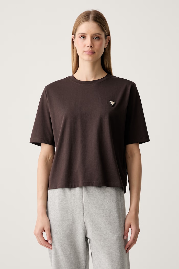 Guess t-shirt γυναικείο βαμβακερό καφέ V4BI21.I3Z14