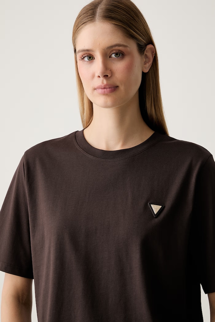 Guess t-shirt γυναικείο βαμβακερό καφέ V4BI21.I3Z14