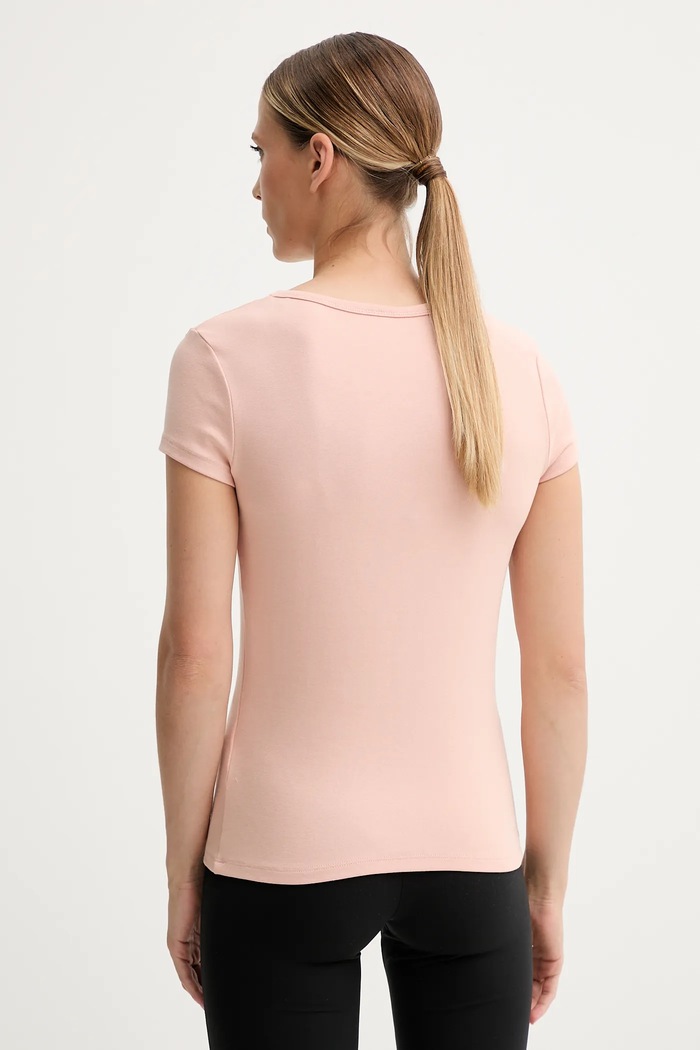 Odzież Guess T-shirt damski bawełniany z elastanem KIARA V4BI16.KCIV1 pomarańczowy