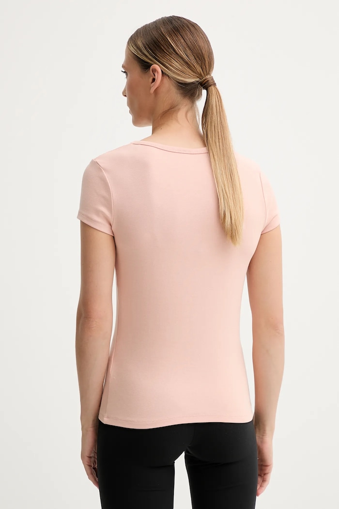 Odzież Guess T-shirt damski bawełniany z elastanem KIARA V4BI16.KCIV1 pomarańczowy