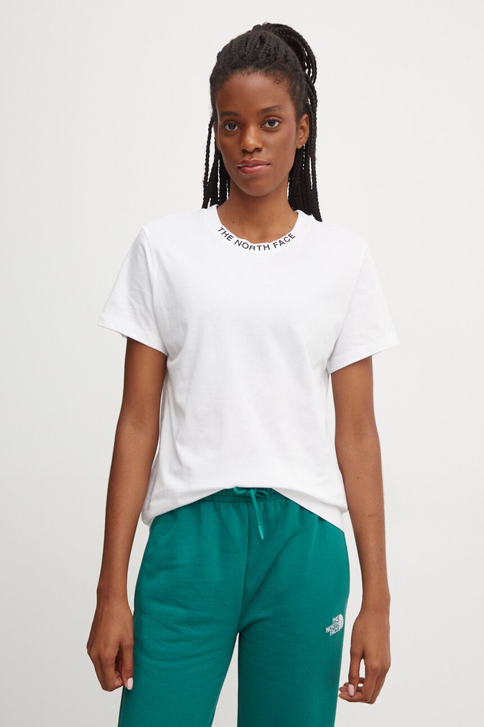 Bavlněné tričko The North Face Zumu S/S Tee kulatý bílá NF0A87DJFN41