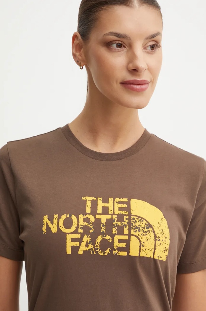 Bavlněné tričko The North Face Tee -Seasonal Logo Pack potisk hnědá NF0A89CT1OI1