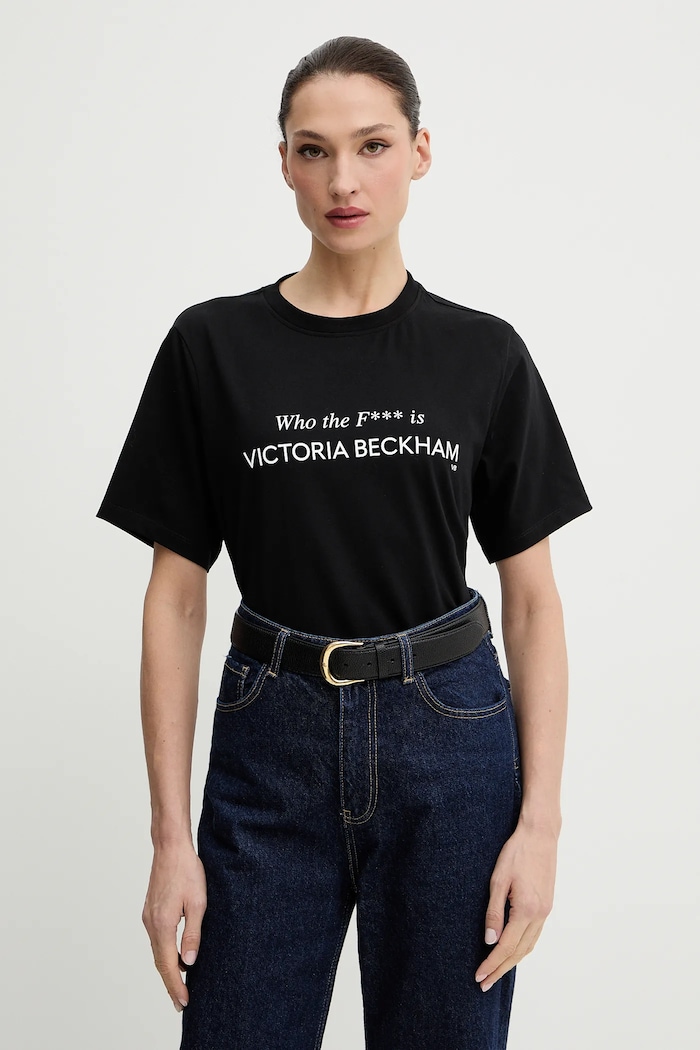 Памучна тениска Victoria Beckham свободна черен 1424JTS005949A
