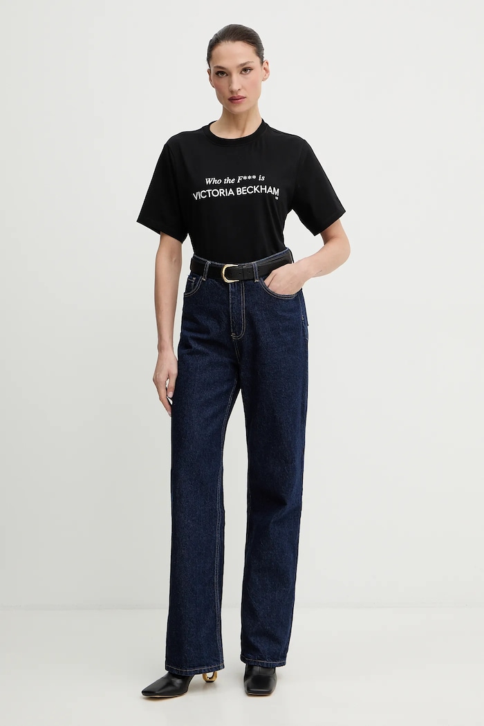 Памучна тениска Victoria Beckham 1424JTS005949A черен SS26