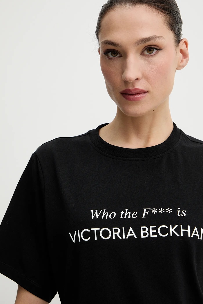 Памучна тениска Victoria Beckham черен 1424JTS005949A