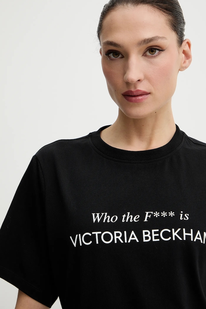 Памучна тениска Victoria Beckham черен 1424JTS005949A