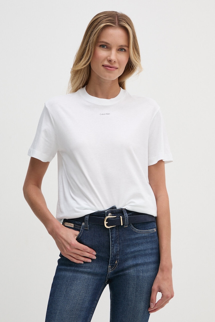 Tričko Calvin Klein hladký bílá K20K207519