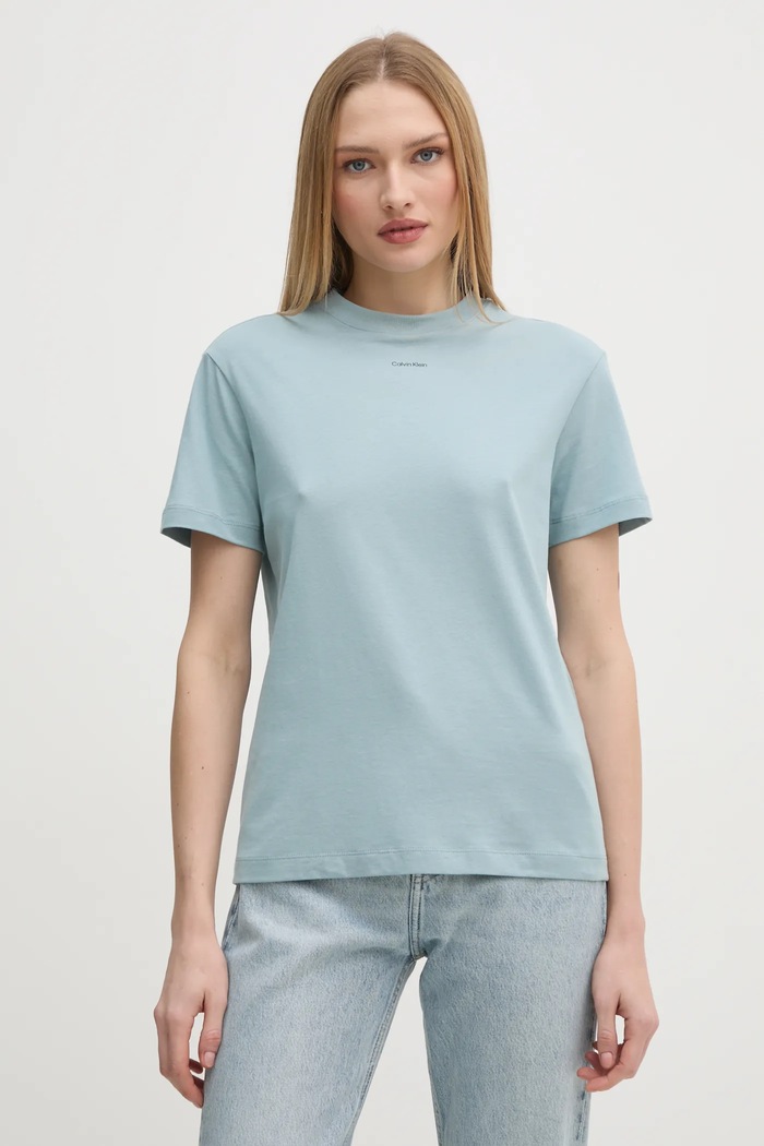 Bavlněné tričko Calvin Klein potisk modrá K20K207519